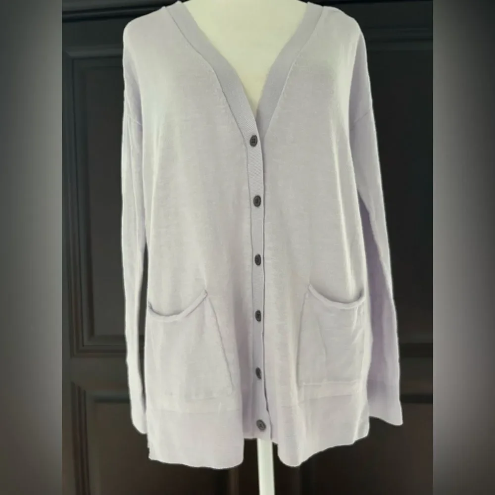 GAP Womens Lavender Slouchy Layering Button-Up Cardigan Sweater Size Extra Small